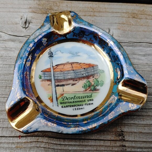 LOVELY VINTAGE DORTMUND Westfalenhallen and Gartenschau-turn Ashtray Mini tray - Picture 1 of 4